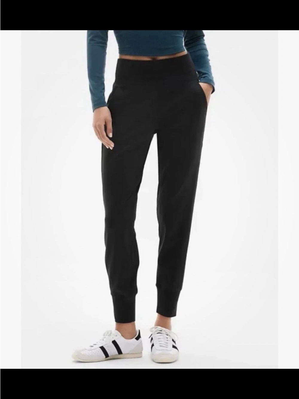 Athleta Venice High Rise Black Jogger Pants Womens Athletic Size L XL